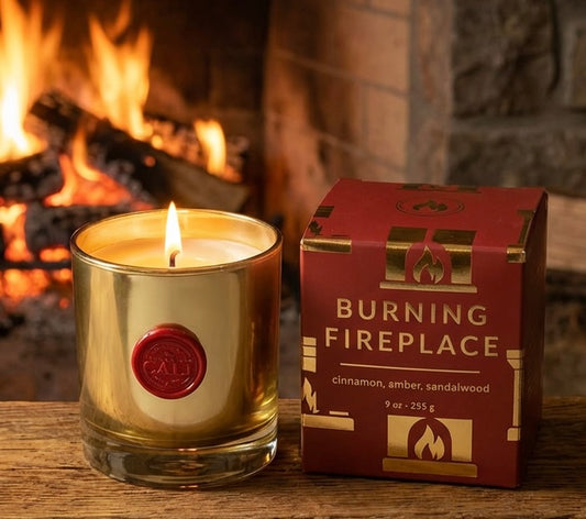 Fireplace - cinnamon and amber 9 oz Soy Candle - Scents of Sicily Collection