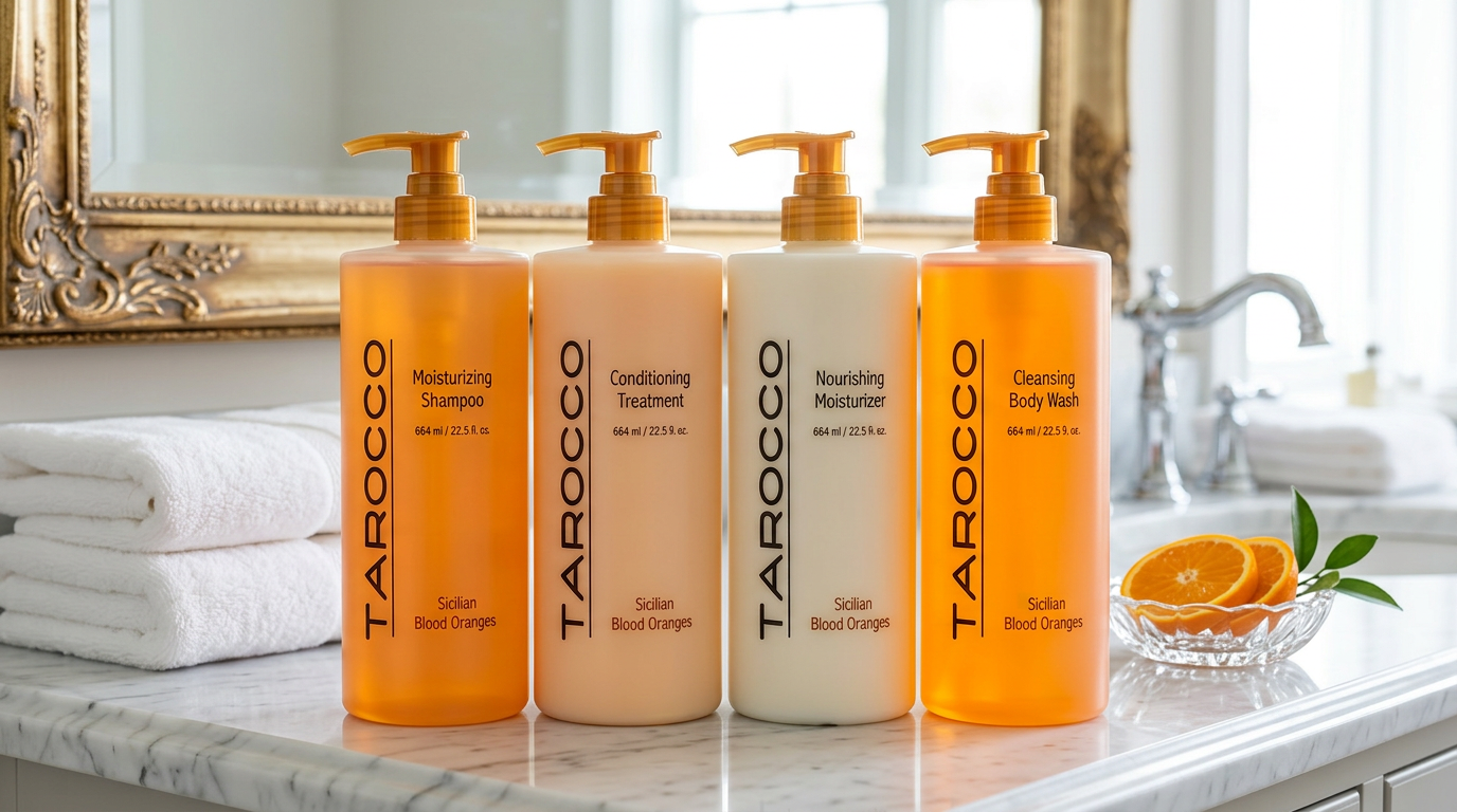 Tarocco 4 pack - Moisturizer, Wash, Shampoo and Conditioner (664 ml / 22.5 fl .oz sizes)