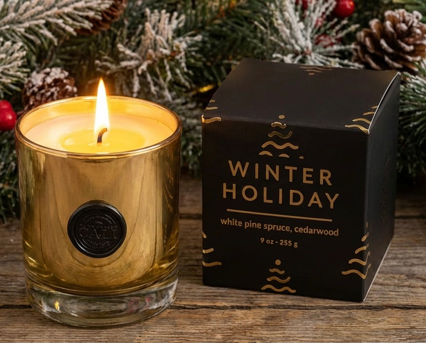 Winter Holiday - White Pine Spruce & Cedarwood  9 oz Soy Candle - Scents of Sicily Collection